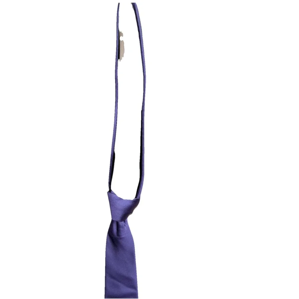 NEW CALVIN KLEIN boys' zipper tie Light Purple Solid Tie 100% Silk